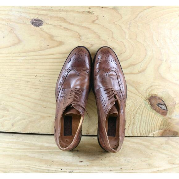 Mercanti Fiorentini Mens Shoes 13 M CUOIO Brown Leather Oxford Derby Wingtip - Picture 6 of 11